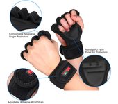 Guantes de levantamiento de pesas, muñequeras protectoras, guantes de Fitness para dominadas, culturismo, levantamiento de pesas L