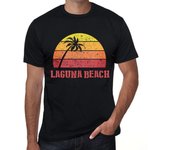 Camiseta vintage para hombre con gráfico de Laguna Beach Sunset Deep Black XS negro