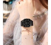 Reloj de cuarzo cuadrado, sencillo, elegante, ajustable, para hombre y mujer, diseño minimalista, reloj de cuarzo de piel sintética antioxidante café
