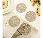 Tapete para cuencos, tapete de mesa resistente y brillante, elegante, hueco de PVC, decoración para mesa de comedor, almohadilla para taza para oficina A plata