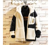 Chaqueta deportiva gruesa y cálida con bloques de color para exteriores para hombre, chaqueta con capucha informal de invierno de talla grande 5XL