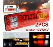 2 uds luz trasera remolque coche camión freno trasero parada indicador de giro lámpara 12V/24V 131LED 12V blanco