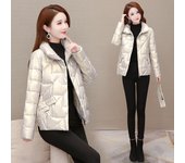 Chaqueta de algodón de invierno para mujer, versión coreana corta, sin lavado, chaqueta de pan suelta brillante, chaqueta de algodón de estilo extranjero adelgazante informal 4XL