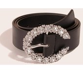 Cinturón elegante para mujer en negro y marrón con incrustaciones de diamantes y hebilla versátil 100cm blanco