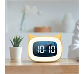Reloj despertador digital recargable con luz nocturna, función de repetición táctil, reloj de mesa de escritorio, alarma dual de 12/24 horas, reloj LED musical blanco