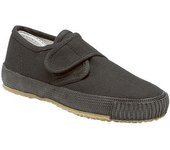 Dek Kids Zapatillas de lona con cierre táctil para niños, unisex, caucho natural 1 UK negro