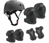 Juego de equipo de protección para niños, 7 Uds., casco de patinaje sobre ruedas, coderas, rodilleras para niños y niñas, bicicleta color rosa