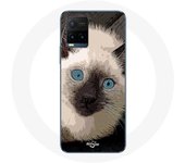 Coque pour Vivo Y21s 2021 / Y21 2021 Chat Siamois Noir et blanc aux Yeux Bleus