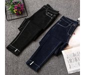 Pantalones de talla grande para primavera y otoño, pantalones elásticos ajustados con cintura alta para mujer, pantalones harén, pantalones recortados L