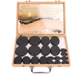 20 PCS Piedras de Basalto Calentadas Calentamiento Rápido Piedras de Masaje Redondas con Caja de Bambú Spa Eléctrico Caliente US Plug