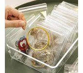 Bolsa de almacenamiento de joyas, 10 unidades, transparente, antioxidante, organizador de joyas para pendientes, collares, pulseras, anillos, bolsa con cierre hermético. S transparente