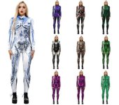 Mono de cosplay sexy para mujer, traje futurista con estampado 3D XL