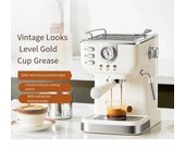 Cafetera doméstica pequeña de 1050 vatios con vapor a alta presión y cafetera de 1,5 litros. Espresso italiano semiautomático de sobremesa. EU blanco