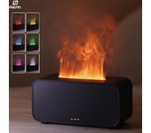 Humidificador de aire con llama, difusor de aceites esenciales, humidificador de aroma, difusor de fragancias para el hogar con luz de fuego RGB, difusor de aromaterapia negro