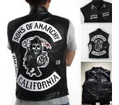Chaleco de hombre con estampado de motocicleta L negro
