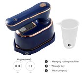 Plancha de mano portátil de 20 segundos de calentamiento rápido, quita arrugas en telas, plancha de viaje giratoria 2 en 1. US Plug azul