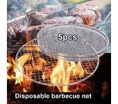 Juego de 5 parrillas desechables redondas para barbacoa, rejilla para asar, bandeja para hornear 24cm