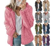 Abrigos para mujer de lana de piel esponjosa abrigo peludo chaquetas de lana con capucha de manga larga calentador de invierno de felpa chaqueta de lana 2XL verde del ejército