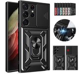 Funda protectora a prueba de golpes para Samsung Galaxy S20, S21, S22, S23, S24 Plus Ultra FE con soporte magnético para coche For Galaxy S24 Ultra negro