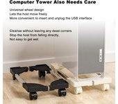 Soporte para torre de computadora Soporte ajustable para CPU móvil con rueda universal Torre de PC de acero inoxidable blanco