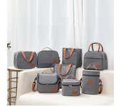 Bolsa térmica portátil gris de moda para el almuerzo, ideal para oficina, trabajo, escuela, tela Oxford coreana, ideal para picnic.