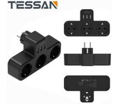Regleta de enchufes de pared múltiple TESSAN con 3 salidas de CA y 3 puertos USB, adaptador de enchufe de pared USB 6 en 1 para el hogar, la oficina y la cocina 3 Outlets & 3 USB Ports gris