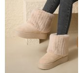 Botas de nieve cálidas de invierno para mujer, con plataforma antideslizante y forro de piel, botas cortas sin cordones para mujer, cómodas botas de ante sintético con forro polar 36