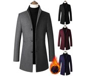 Abrigo de hombre Chaqueta de invierno de manga larga con botones funcionales retro y bolsillos grandes para oficina al aire libre L azul marino