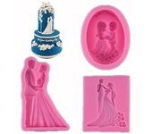 Molde de silicona para tartas de novios, molde de fondant con bendición de boda en 3D, herramientas para decorar tartas, molde para repostería de chocolate y goma de mascar