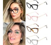 Gafas sencillas con montura de metal y forma de ojo de gato, gafas retro para mujer, lentes para gafas, accesorios para gafas color rosa