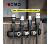Organizador de cables VAORLO y caja de enchufe magnético enrollador de cables USB de silicona Clips de gestión de cables flexibles para soporte de auriculares y ratón negro