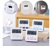 Herramienta de cocina de escritorio, reloj despertador electrónico, temporizador de huevos, temporizador digital, cronómetro, temporizador de cocina blanco