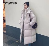 Chaqueta larga hasta la rodilla holgada de talla grande para mujer de invierno M negro