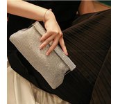 Bolso de mano de noche con diamantes para mujer, nuevo bolso de mano de marca de moda para boda, bolso de mano con cadena, bolso cruzado con clip para el hombro oro