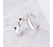 Anillos de apertura de epoxi con huellas de orejas de gato en color negro y rosa con personalidad en plata de ley 925 y diseño de animales dulces Xzr015 negro