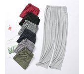 Pantalones de pijama finos para hombre, pantalones suaves, pantalones de dormir elásticos con cordón fresco, pantalones deportivos sueltos con bolsillos, pantalones casuales transpirables para el hogar para hombre L negro