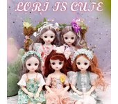 Mini muñeca articulada móvil de 30CM para niñas, juguete 3D con ojos grandes, trajes completos de princesa, colección de vestidos, regalo para niños B