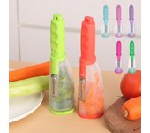 Cuchillo pelador multifuncional de tipo almacenamiento, cuchillo pelador con tubo de almacenamiento, pelador, suministros de manzana, cuchillo pelador para el hogar púrpura