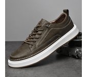 Recién llegado, zapatos casuales para hombre, zapatos de cuero genuino para hombre, zapatillas de deporte con cordones a la moda, zapatos vulcanizados, calzado cómodo para patineta para hombre 38
