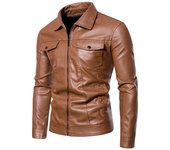 Chaqueta de moto para hombre, chaqueta de motociclista de piel sintética suave para otoño e invierno, chaqueta bomber impermeable de PU negra para hombre 3XL negro