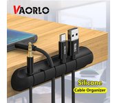 Organizador de cables VAORLO, enrollador de cables USB de silicona, Clips de gestión ordenados para escritorio, soporte para cables para ratón, organizador de cables para auriculares negro