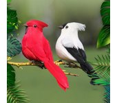Abrazadera de Clip de pájaro Animal de espuma Artificial realista, adorno para parque de árboles de jardín en casa blanco