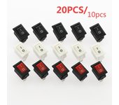 20 piezas/10 Uds interruptor de botón SPST 2 pines 3A 250V KCD11 interruptor basculante de encendido/apagado a presión 10x15mm 10PCS rojo