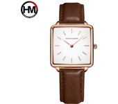 Reloj de pulsera de marca informal de moda Simple de oro rosa para mujer, relojes de cuero cuadrados de lujo para mujer, reloj femenino