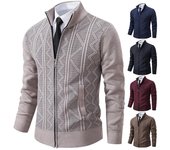 Chaqueta gruesa para hombre, otoño e invierno, tendencia cálida, cuello alto, cárdigan de punto, abrigo XXXL rojo