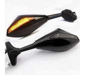Espejos retrovisores de motocicleta estilo carreras con intermitentes LED compatibles con CBR 600 F3 F4 F4i negro