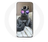 Coque pour samsung galaxy S6 edge Chat avec Lunettes de vue violettes