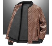 Otoño e Invierno Ropa de Cuero para Hombres Ropa Casual de Cuero PU Chaqueta para Hombres M café
