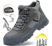 Botas de seguridad antichispas para el trabajo, zapatos de trabajo con punta de acero para hombre, zapatos de seguridad antigolpes a prueba de perforaciones, botas altas para hombre para construcción, nuevas 38 caqui