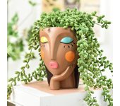 Maceta con forma de cara de niña y orificio de drenaje, decorativa para interiores, para oficina, sala de estar, escritorio, jardín, estante. A